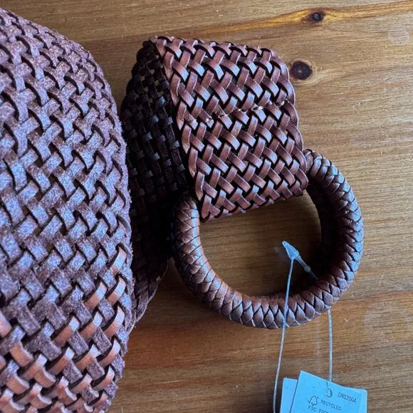 NWT Banana Republic Lightweight Brown Leather Braided Belt in Women's Large - Picture 3 of 9